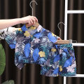 Elegantstunning Boys Short Sleeves Shirt Suit Summer Beach Casual Tops Shorts Two-piece Set For 2-6 Years Old Kids. 