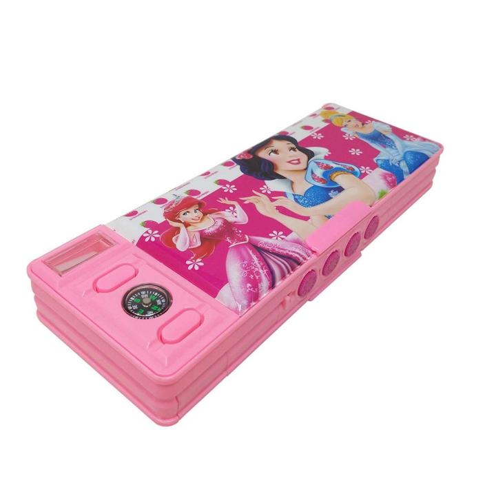 Dual Side Password Protected Multi Purpose Cartoon Printed Pencil Box for Kids(Princes)