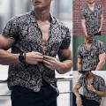 【BestGO】Floral Print Shirt Men Boho Street Style Hawaiian Short Sleeve Summer and Autumn. 