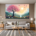 Spring Blossom Scenic Banner Backdrop Nature Art Butterfly Landscape Floral Background Wall Hanging Wedding Event Decor. 