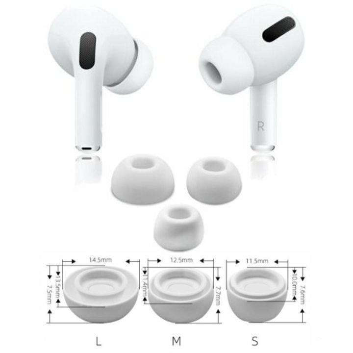 6Pcs White Silicone Eartips Cover -Replacement Ear Tips Buds -For Airpods Pro Wireless Bluetooth Headphones Cover L M S