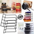 Heavy Duty Durable Metal Wire Frying pan Rack/kitchen Counter Pot Organizer /Pod lids, Bake ware, Serving Trays, Ceramic Crystal Tray Storage Rack Organizer/Frying pan Lids Storage Kitchen Cabinet Drawer Rack Organizer. 