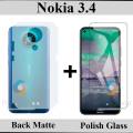 Nokia 3.4 Tempered Glass Screen Protector Polish Glass + Back Matte Protector Soft Skin Sheet Soft Film Protector For Nokia 3.4. 