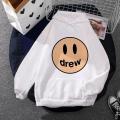 Drew White Fleece Full Sleeves Pull Over Kangaroo Hoodie. 