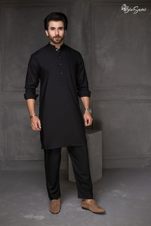 Italian Jet BLACK bosky (original copy) wash n wear for gents | AL-ATTLAS BoskI gents wash n wear unstitched | Off white color | Shalwar Kameez | Kurta pajama | khaddar | Cotton suit