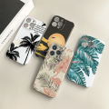 Jizetin for iPhone 12 Pro Back Cover Coconut Forest By The Sea Luxury Slim Hard Crashproof Mobile Phone Case For Boys Girls. 