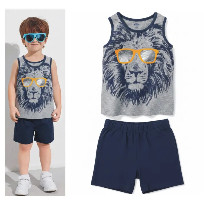 Lion%20T-shirt%20and%20shorts%20For%20Kids%20Summer%20-%20Image%202
