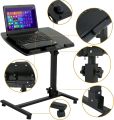 Folding Multi-Adjustable Rolling Laptop Desk - 360° Swivel - 180° Tiltable - Height Adjustable - Portable Notebook Stand Lockable Casters. 