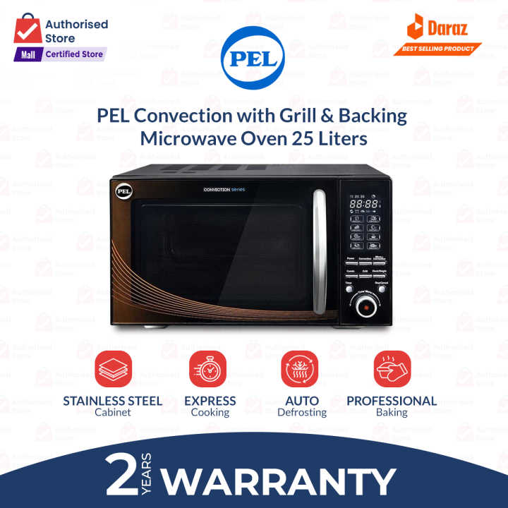 PEL Micro Oven | Model PMO 25 Convection | SIze 25 Liters |  Professional Baking + Grill + Heating | 2 Years Magnetron Warranty