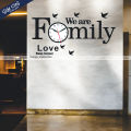 Gift City Presents We are Family with Birds Wooden Wall Clock for Home and Offices, 3D Design Self Adhesive. 