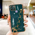 For Infinix Smart 6 Back Cover with Love Heart Chain Wrist Strap Fashion Bracelet Shiny Plating Bumper Protective Case Silicone Shockproof Mobile Phone Cases. 