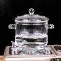 Techmanistan Heat Resistant Clear Glass Pot, Stovetop Glass Cooking Pot with Lid, Clear Pots for Cooking, Glass Soup Porridge Pot Microwave Glass Pan. 