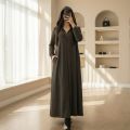 Long Zipper Hoodie Winter Fleece Abaya for Women | Modest Modern Muslim Hijab Wear | Winter Long Coat Jacket. 