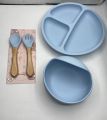 4pcs/set, 100% Silicone Baby Feeding Set 4 in 1, Silicone Divided Suction Plate, Led Weaning Set, Plates And Utensils Set, Tableware, Plate And Spoon, Christmas, Halloween And Thanksgiving Gifts - BPA Free. 