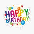 Happy birthday sticker Pack of 1 3 x 2 inch. 