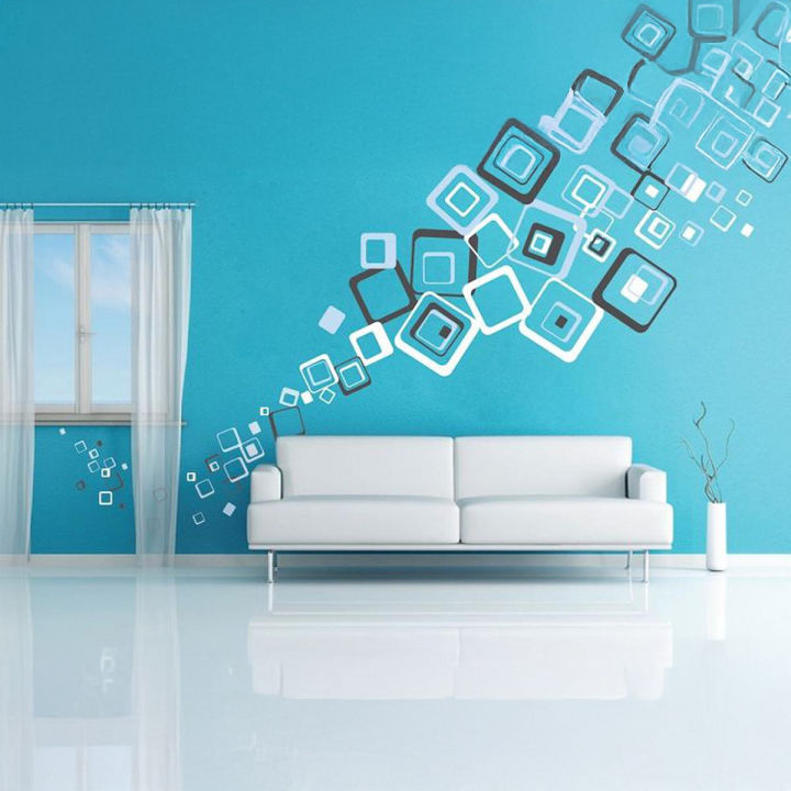 40 Multiplex Square Wall Stickers for Smooth Surfaces, Waterproof, Durable Vinyl