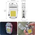 Electric Lighter USB Rechargeable Dual Arc Lighters, Cool Plasma Lighter with Waterproof Transparent Shell, 3 Modes COB Flashlight and Detachable Pocket Clip for EDC Outdoor Camping Survival. 
