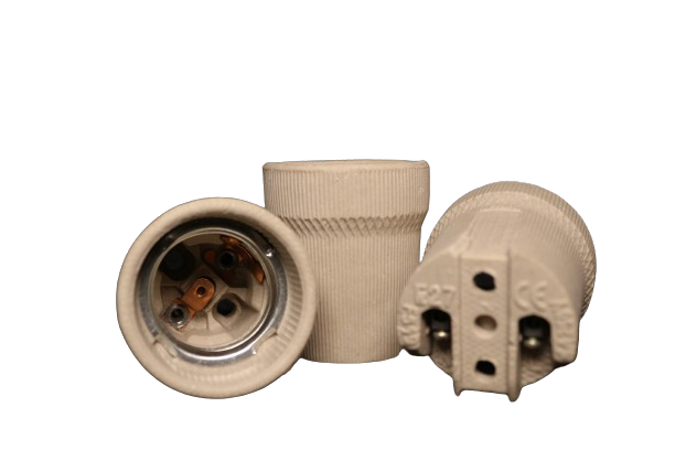 3 Pcs versatile Porcelain E27 Lamp Holder Classic Design (10 Amps, 40mm Diameter, 50mm Height).