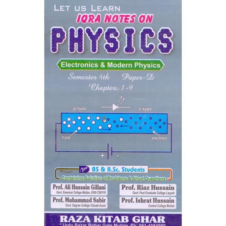 Iqra Notes on Physics Paper-D Semester 4th Electronics ad Modern Physics