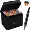 Dual Side Sketch Markers - Alcohol Markers, 12 - 120 Colors Dual Tip Art Markers for Kids Marker Pens for Adult Coloring Painting Supplies Perfect for Painting, Coloring, Sketching and Drawing - Copic Twin Double Head Marker 60 and 80 colour set. 