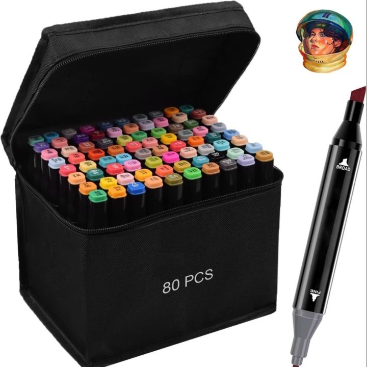 Dual Side Sketch Markers - Alcohol Markers, 12 - 120 Colors Dual Tip Art Markers for Kids Marker Pens for Adult Coloring Painting Supplies Perfect for Painting, Coloring, Sketching and Drawing - Copic Twin Double Head Marker 60 and 80 colour set