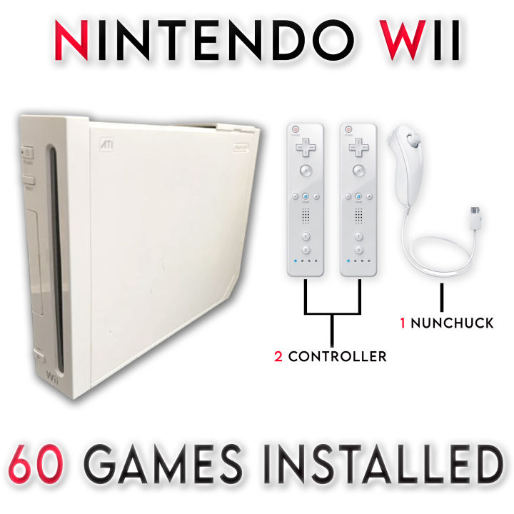Nintendo Wii – Like New | 1 or 2 Controllers | 60 Games Pre-Installed | Ready to Play