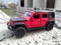 1:36 Wrangler Jeep Rubicon Diecast Model light and sound (openable Doors+Truck+Hood). 