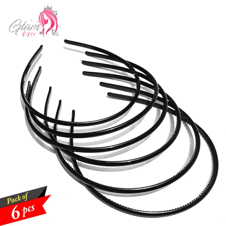 Pack%20of%206%20Thin%20Plastic%20Headbands%20-%20Black,%20Red%20&%20Blue%20for%20Women%20&%20Girls%20-%20Image%203