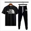 The north face printed Men's Clothing Summer Breathable T-Shirt and Black Trouser Gym wear and comfortable. 