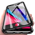 For Apple iPhone 8 plus Casing 360° Full Body Transparent Tempered Glass with Magnetic Adsorption Metal Bumper Case Cover. 