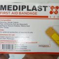 Pack of 100 Strips Mediplast First Aid Bandages Adhesive Antibacterial Bandage 19mm X 72mm. 
