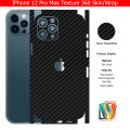 Apple IPhone 12 Pro Max Skin/Wrap 360 Protection Carbon fiber/ Matte/ Transparent/ Leather Back And Sides Included Camera Skin. 