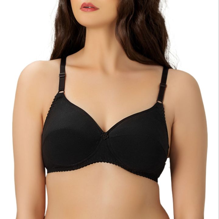 Bebelle, Softouch, Bra for girls and women, Padded Bra, Soft Cotton Bra, Semi Formal Bra, Black, B Cup