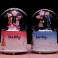 valentine day gift for lover Couple Music Crystal Ball Beautiful Multifunctional Snow Globe Creative Snow Spraying Sky City Luminous Music Box For Gifts. 