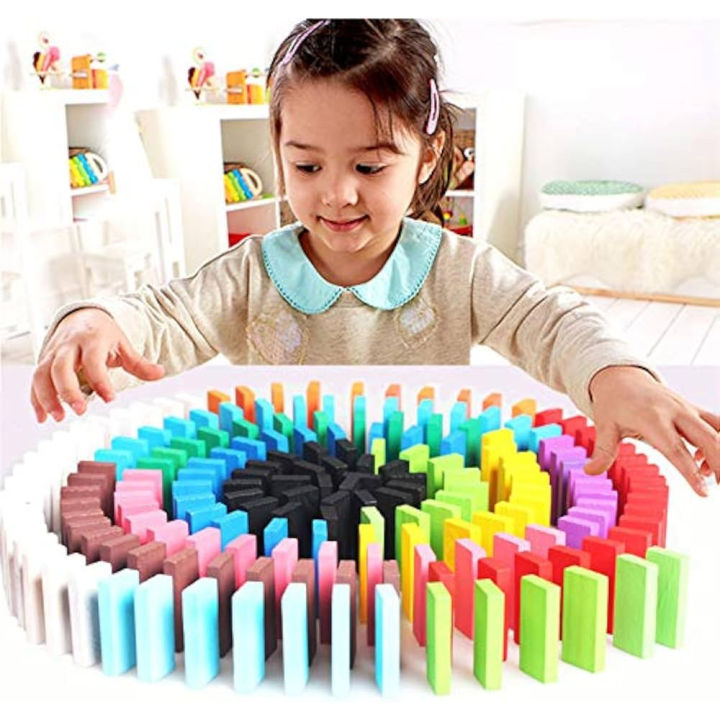 50PCs and 100pcs Domino Wooden Blocks | Colorful Wooden Domino Blocks Set KS