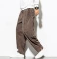 Yfashion Men Corduroy Pants Casual Solid Color Mid-waist Straight Harem Trousers Large Size Loose Wide Leg Pants color. 