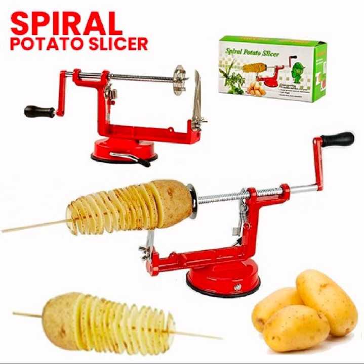 Manual red stainless steel Premium Quality twisted potato slicer spiral french fry cutter cooking tools machine vegetable