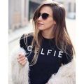 T Shirt in Black color CELFIE print tee shirt round neck half sleeves shirt for women n girls. 