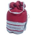 traditional potli gol bag clutch with silver lace. 