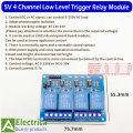 4 Channel Relay Module 5V with Optocoupler Isolation, Low Level Trigger Compatible with Arduino, Raspberry Pi, PIC, AVR, ARM & Smart Home Automation Projects by Electrica. 
