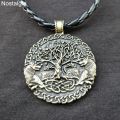 Wicca Tree Of Life Pendant Double Wolf Amulet Wiccan Talisman Pagan Jewlery Women Men Necklace Viking Jewelry Dropshipping 2020. 
