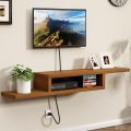 Wall Mounted TV Stand, Media Console Stand, 60” TV Storage Shelf, Floating TV Stand Entertainment Shelf for Living Room, Bedroom, Walnut. 