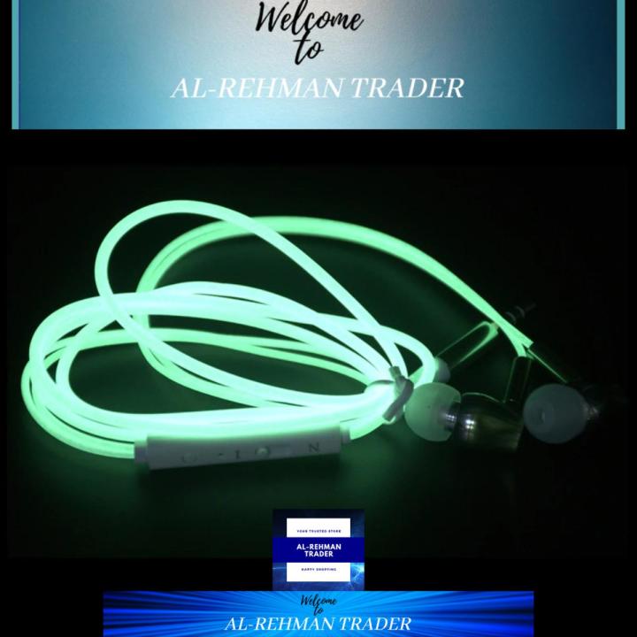 Glowing Handsfree with mic Glow In The Dark Universal 3.5mm Wired Noise Cancelling Stereo In-ear Earphones Luminous Neon Headset With Microphone Led Bass Stereo Earbuds luminous Night Lighting handfree For Phone MP3