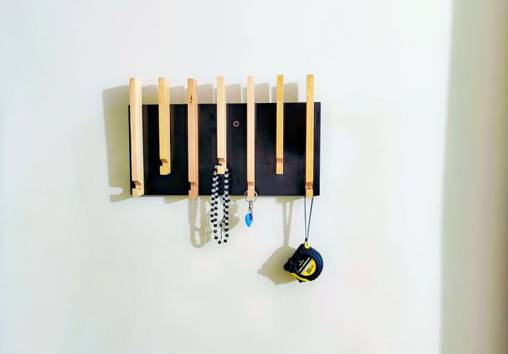 Solid wood modern Entryway Mail Key Organizer Modern Key holder for wall Entryway Organizer for Home Decor Black key holder