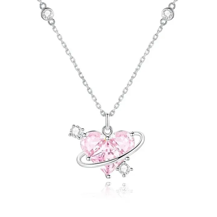 Heart%20Pendant%20Pink%20Crystal%20Necklace%20For%20Women%20Girl%20Elegant%20and%20Sweet%20Punk%20Party%20Jewelry%20Clavicle%20Chain%20-%20Image%204