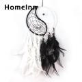 Bedroom Decor Dream Catcher Dream Catcher Black White Feather Wooden Beads Chinese Tai Chi Home Wall Decoration. 