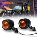 2Pcs Black Metal Motorcycle Cafe Racer Turn Signal Indicator Lights Lamp. 
