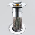 Jump Mechanism Sink Stopper Stainless Steel Bathroom Sink Stopper with Hair Catcher Universal Anti-clog Drain Filter for Home Southeast Asian Buyers' Choice Drain Stopper for Bathroom Sink. 