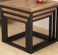 Cherry Tree Furniture CLIVE Walnut Nesting Tables Nest of 3 Tables 3-Piece End Tables 50 x 50 x 50 cm. 
