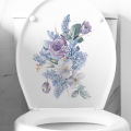 Purple Flower Leaves Wall Sticker Bathroom Toilet Decor Living Room Cabinet Home Decoration Decals Beautify Self Adhesive Mural Conbo. 